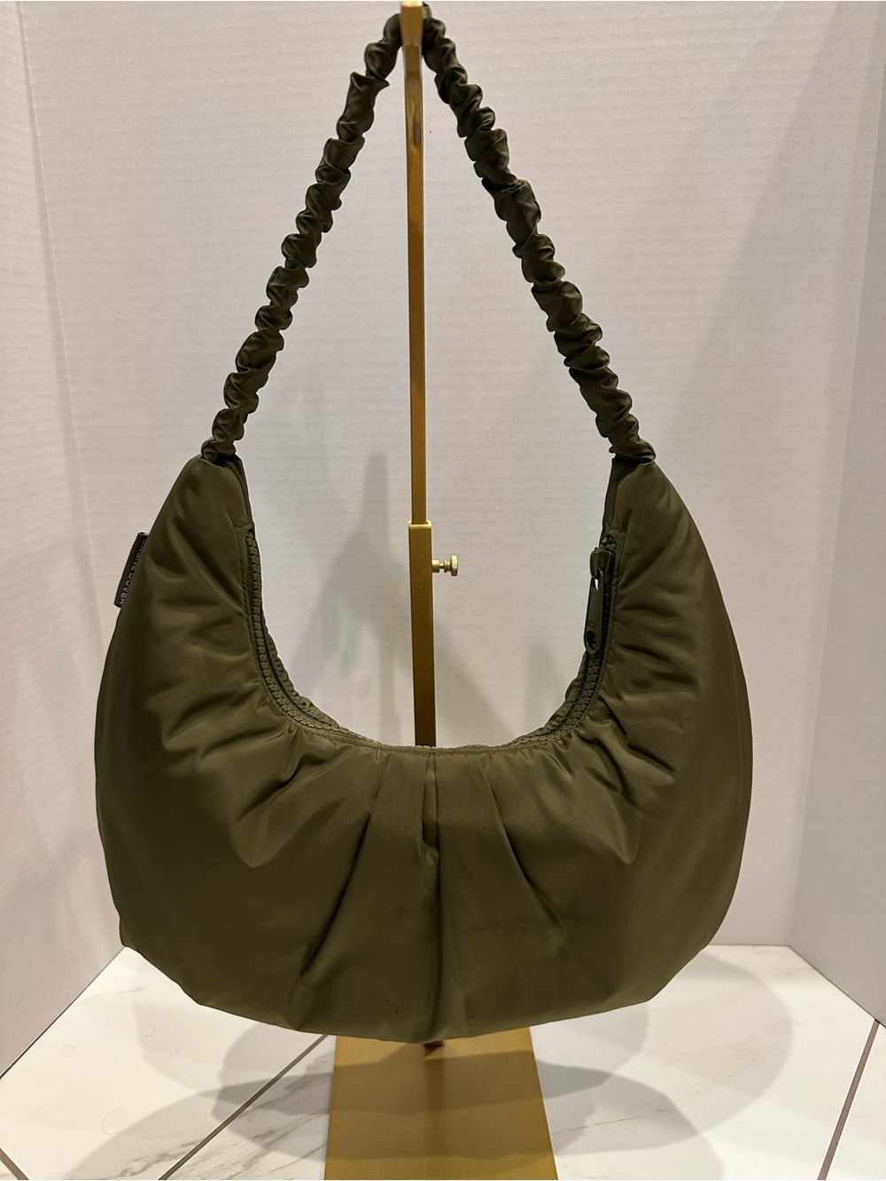 Dagne Dover Olive Green Puffy Shoulder Bag - Women
